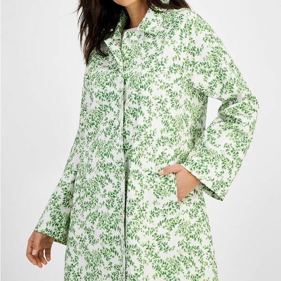 Macy’s Flower Show Botanical Print A-line Rain Jacket Green Floral Design NWT - Picture 2 of 5